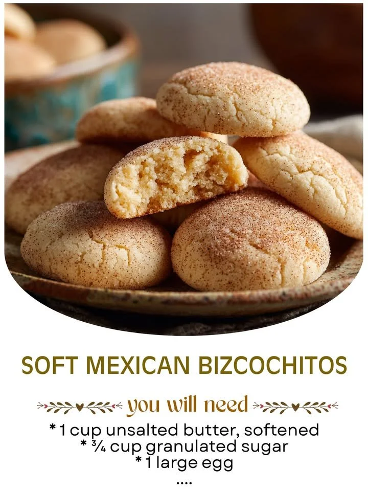 A plate of soft Mexican cookies, showcasing their fluffy texture and deliciousness.