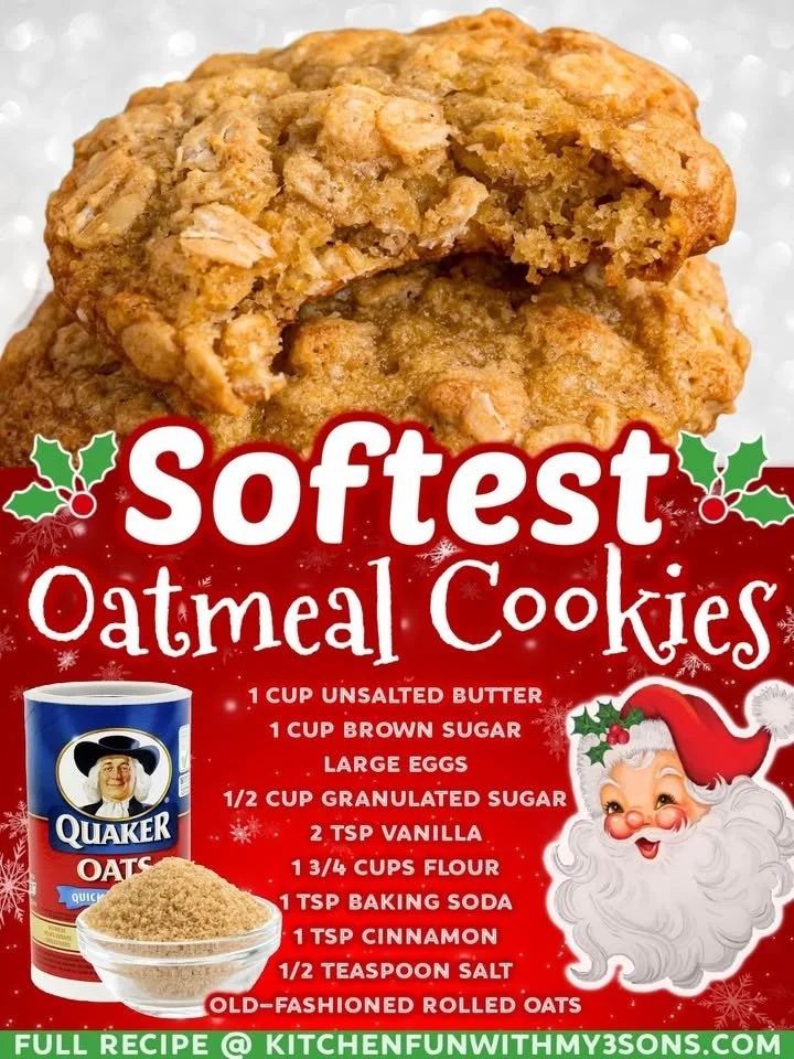 Delicious soft oatmeal cookies on a cooling rack