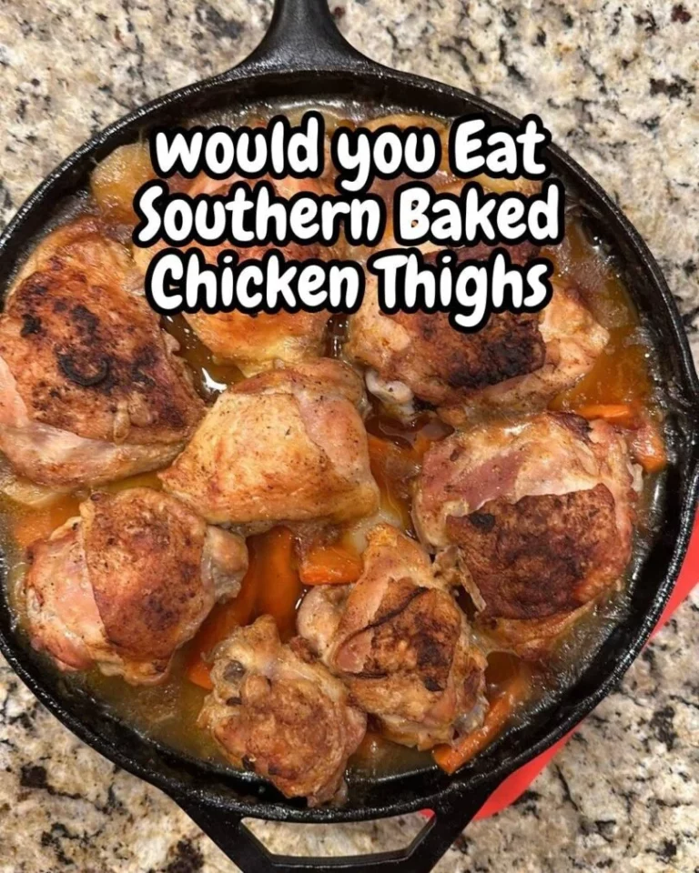 Crispy southern baked chicken thighs served on a plate with sides
