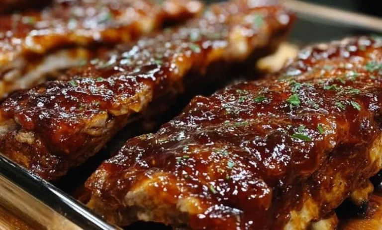 Succulent Southern roadhouse ribs glazed with BBQ sauce