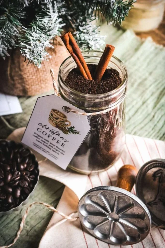 Jar of spiced coffee mix with aromatic spices for a flavorful brew