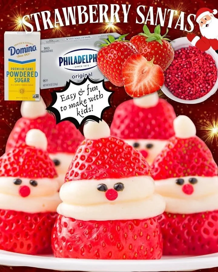 Delicious Strawberry Santa decoration for festive holiday desserts