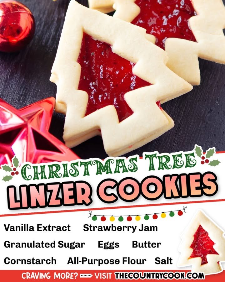 Christmas Tree Linzer Cookies
