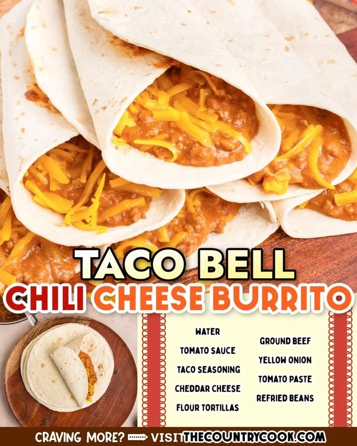 Taco Bell Chili Cheese Burrito with chili and cheese filling