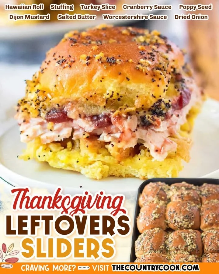 Delicious Thanksgiving Sliders with turkey, stuffing, and cranberry sauce on buns