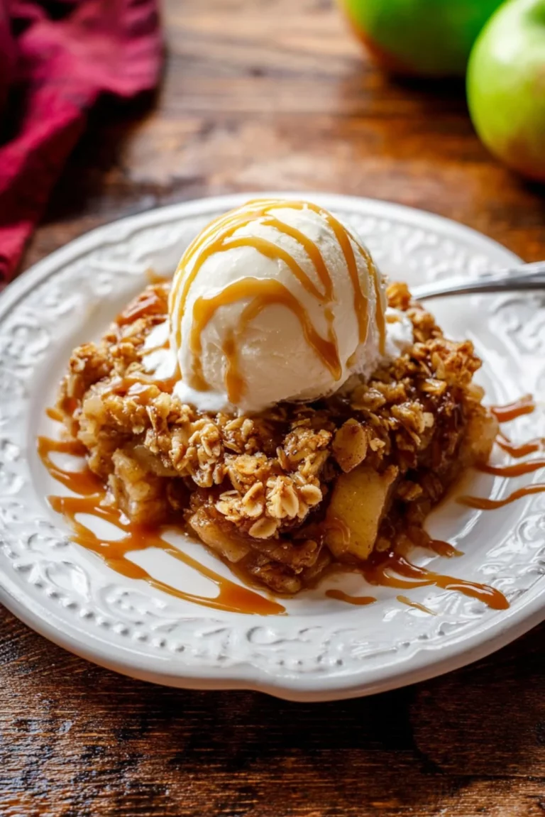 Delicious homemade apple crisp dessert with a crunchy oat topping