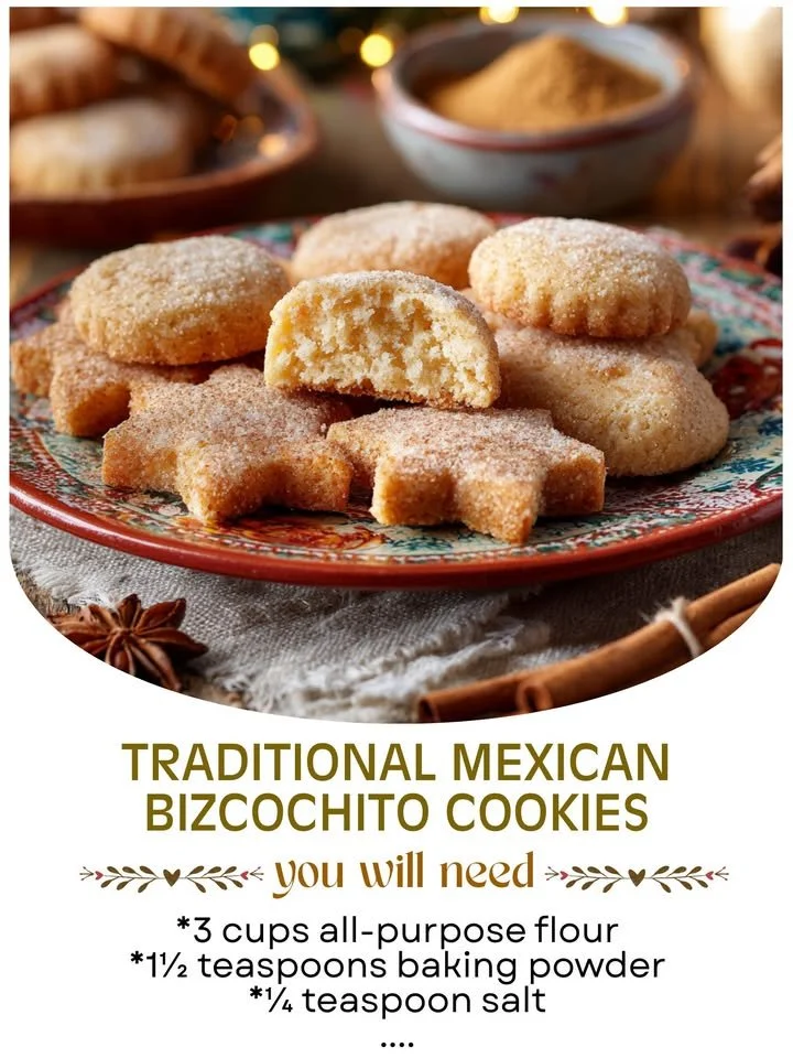 Traditional Mexican Bizcochito Cookies on a decorative plate