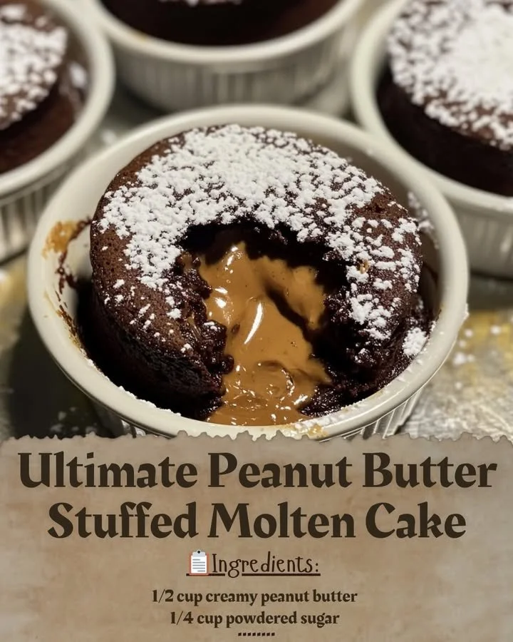 Ultimate Peanut Butter Stuffed Molten Cake with a rich, gooey center