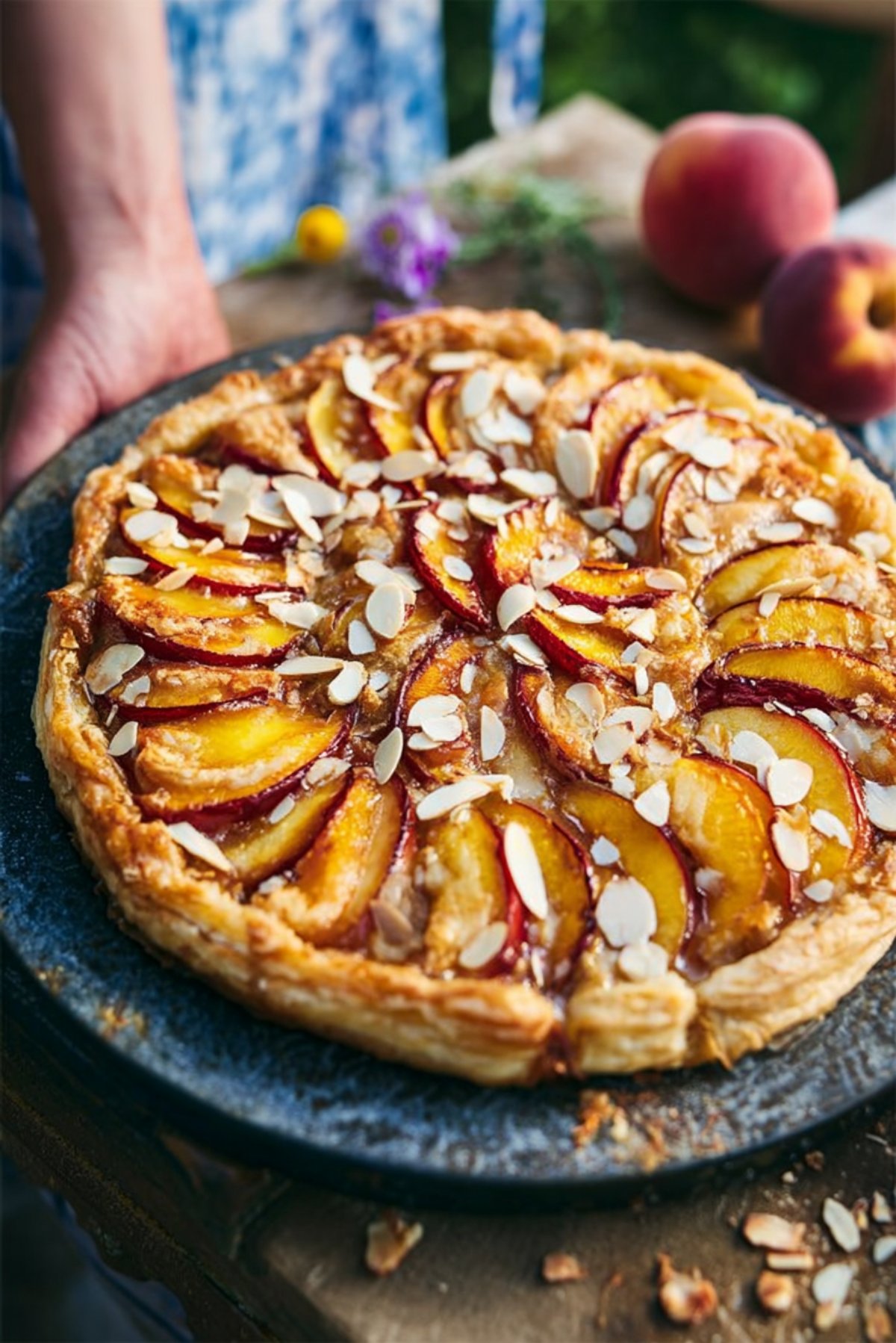 Peach Puff Pastry Tart with Almonds