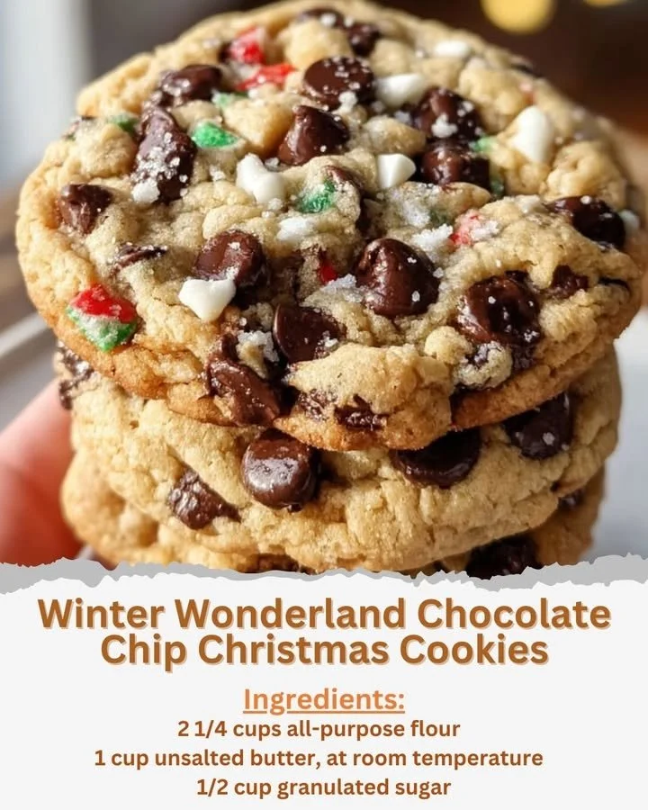 Delicious Winter Wonderland Chocolate Chip Christmas Cookies on a festive platter